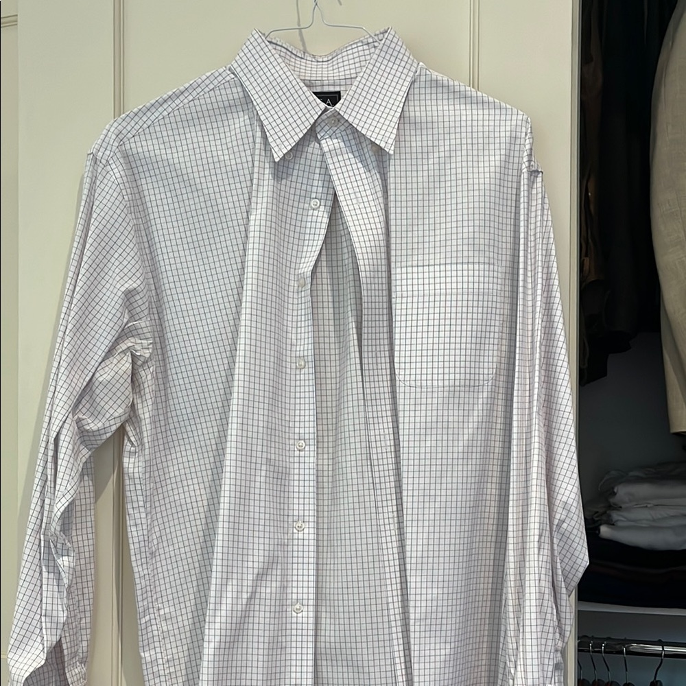 White w/ Blue/Red Check Oxford Button Down